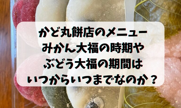 かど丸餅店のメニュー(画像)みかん大福の時期やぶどう大福の期間は？